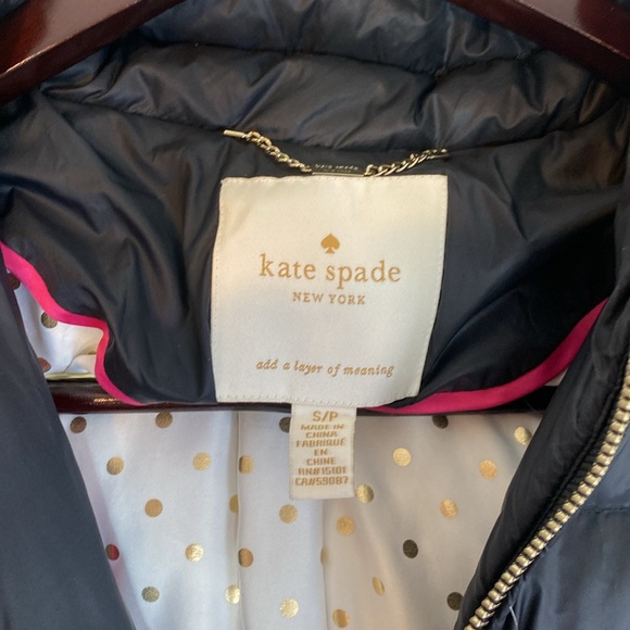 KATE SPADE Black Puffer Jacket with Removable Faux Fur Hood, Size S/P - Picture 8 of 13